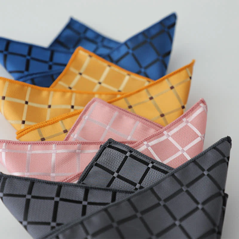 Men's Retro Saturated Color Checkered Pattern Pocket Square - Image 4