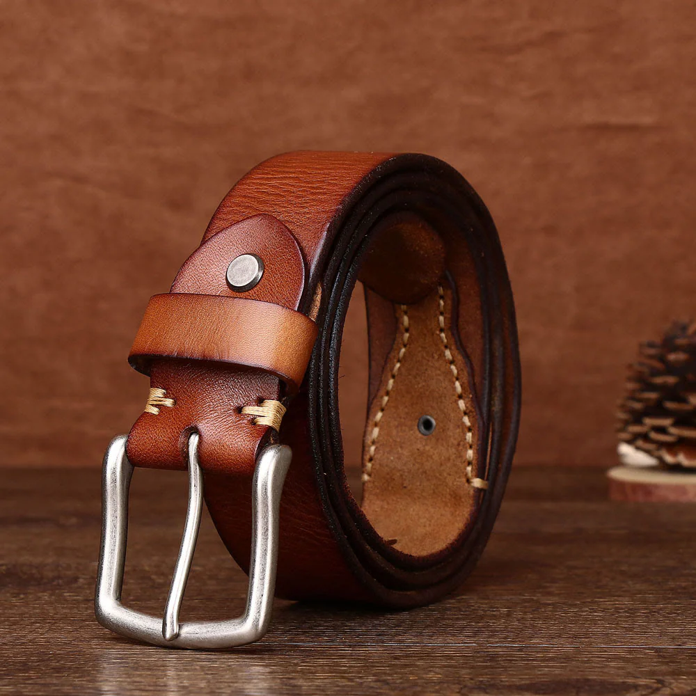 Men's Retro Silver Pin Buckle Leather Belt - Image 6
