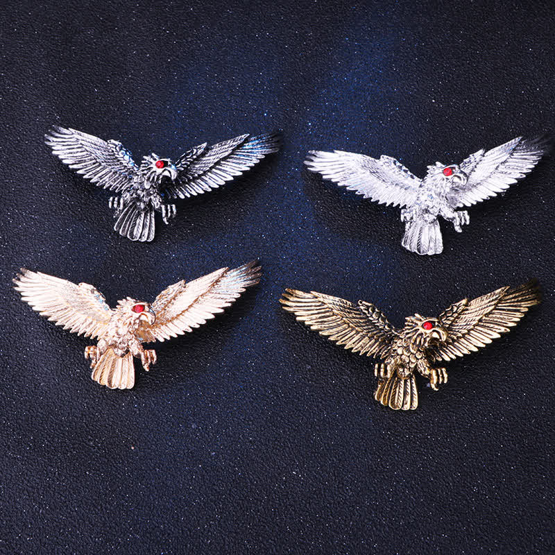 Men's Retro Soaring Bald Hawk Brooch - Image 2