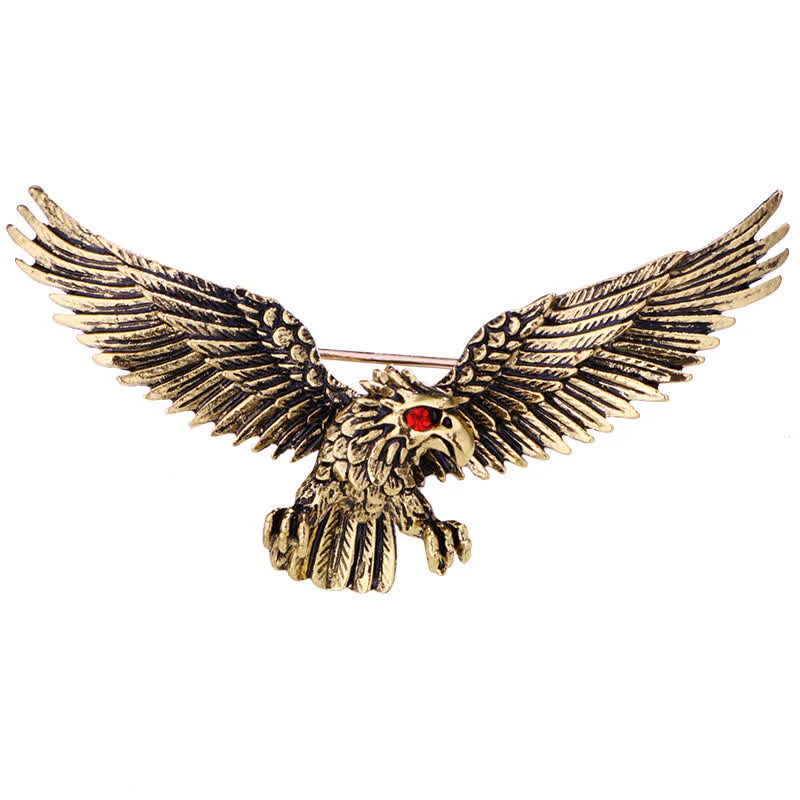 Men's Retro Soaring Bald Hawk Brooch - Image 5