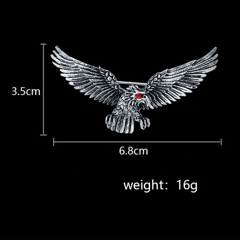 Men's Retro Soaring Bald Hawk Brooch - Image 7