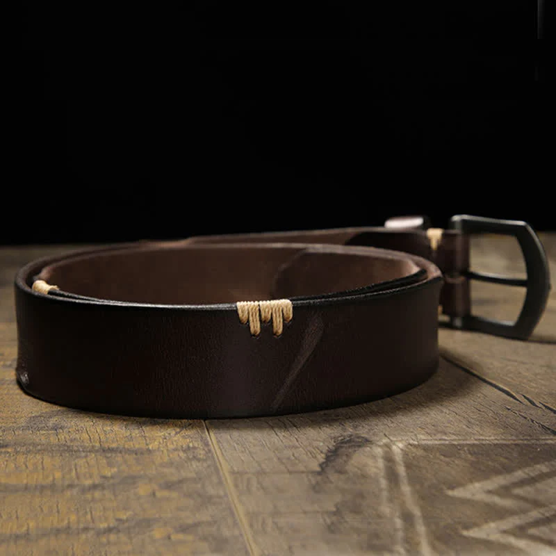 Men's Retro Stitches All-Match Jeans Leather Belt - Image 3