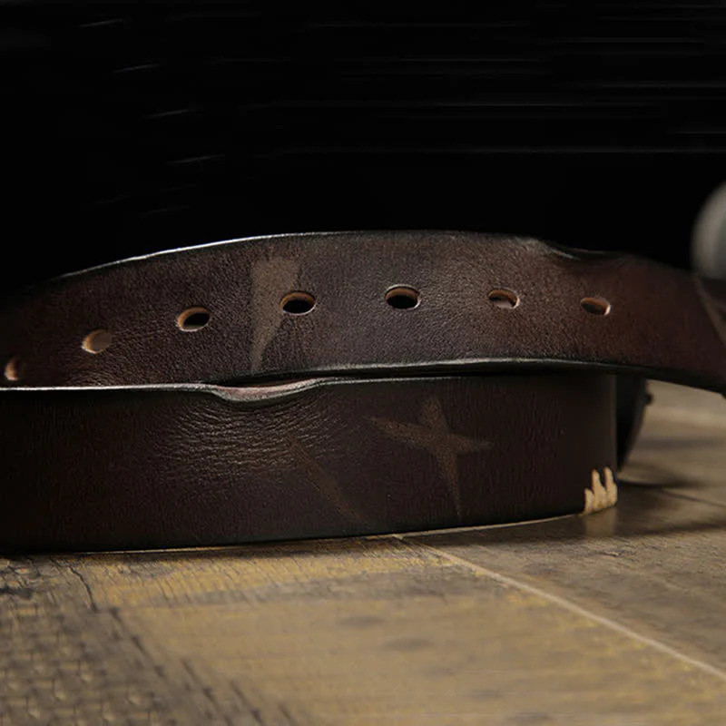 Men's Retro Stitches All-Match Jeans Leather Belt - Image 4