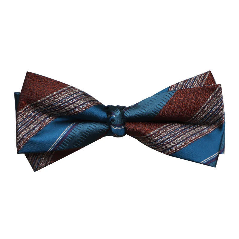 Men's Retro Striped Color Clash Bow Tie - Image 4