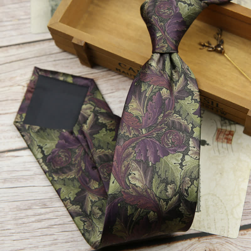 Men's Retro Timeless Floral Printed Bloom Necktie - Image 11
