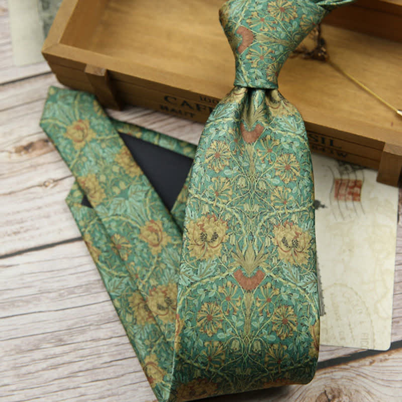 Men's Retro Timeless Floral Printed Bloom Necktie - Image 5