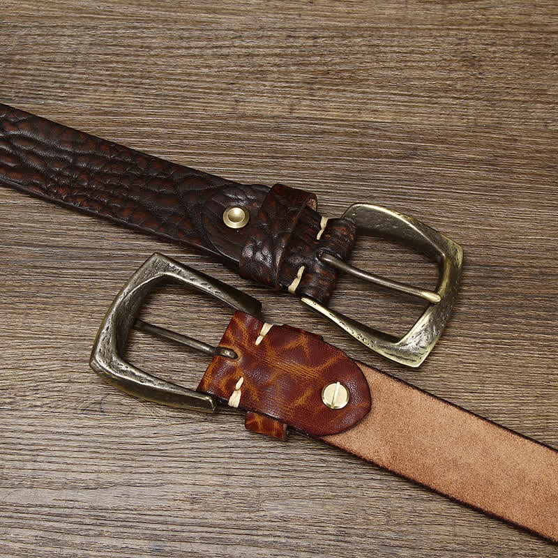 Men's Retro Yak Skin Pattern Leather Belt - Image 3