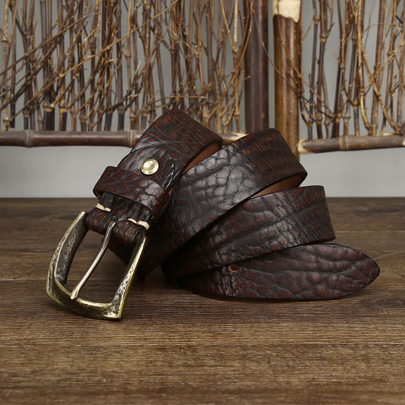 Men's Retro Yak Skin Pattern Leather Belt - Image 5