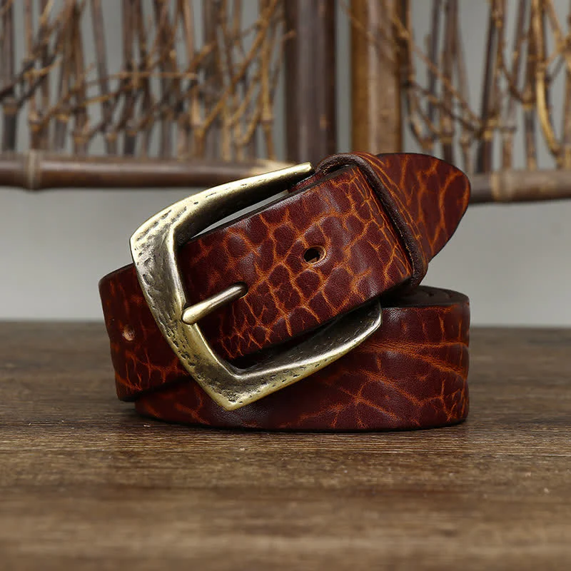 Men's Retro Yak Skin Pattern Leather Belt - Image 7