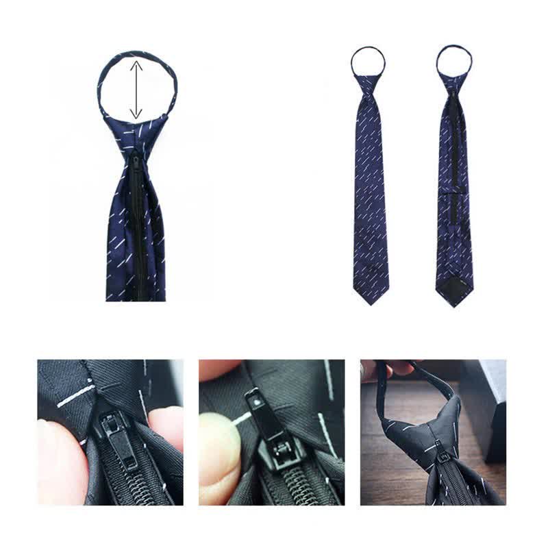 Men's Retro Zipper Tie Plaid Necktie - Image 6