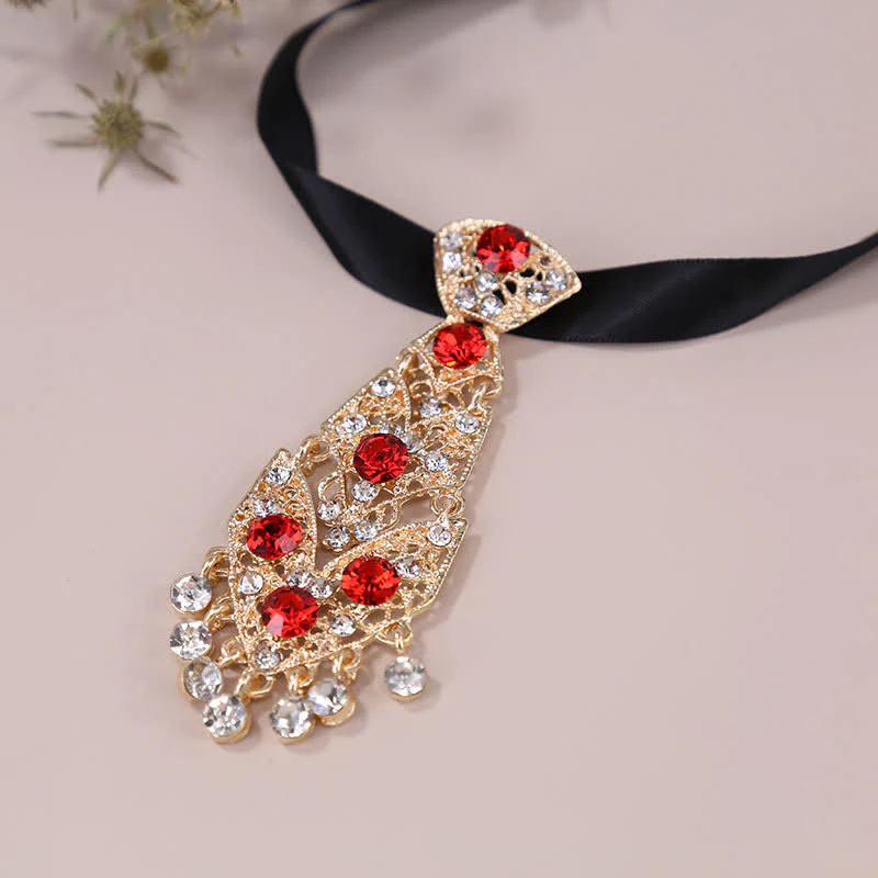 Men's Rhinestone Crystal Short Tie Glitter Wedding Necktie - Image 7