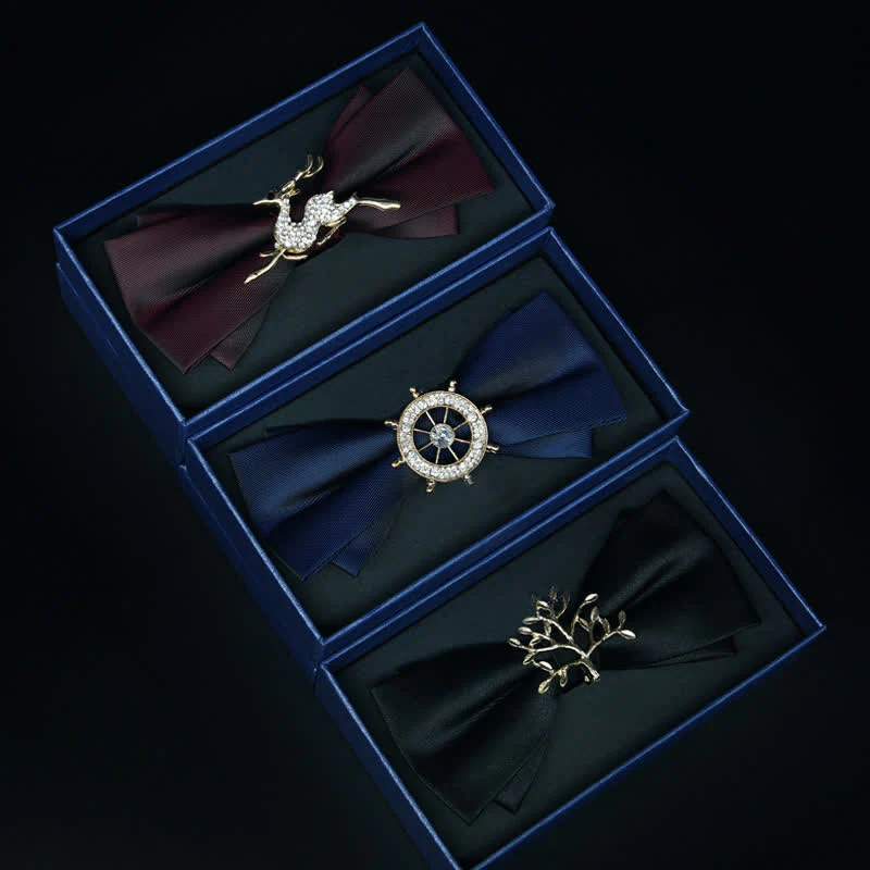 Men's Rhinestone Metal Matte Bow Tie - Image 16