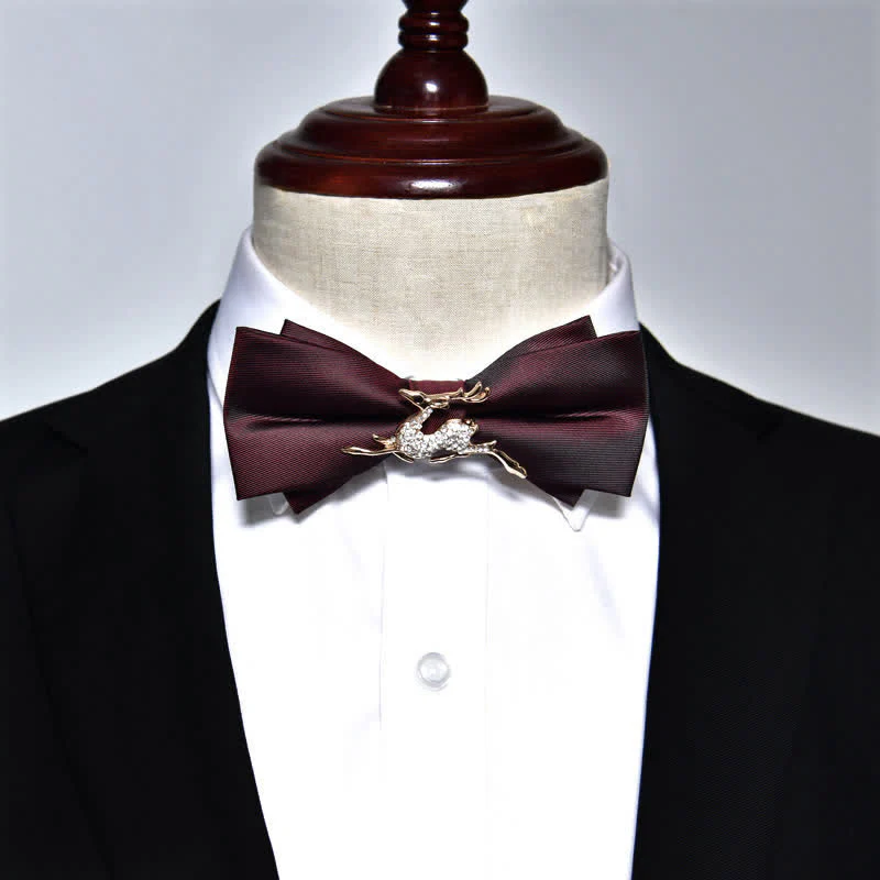 Men's Rhinestone Metal Matte Bow Tie - Image 2