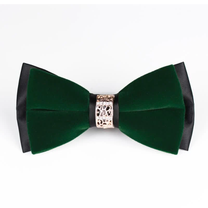 Men's Rhinestone Patchwork Velvet Bow Tie - Image 10
