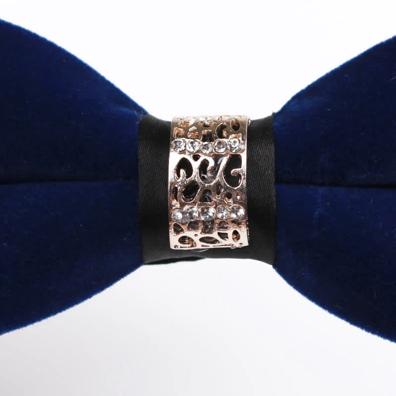 Men's Rhinestone Patchwork Velvet Bow Tie - Image 3