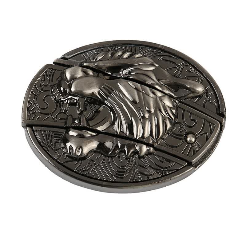 Men's Roaring Tiger Leather Belt With Folding Knife - Image 5
