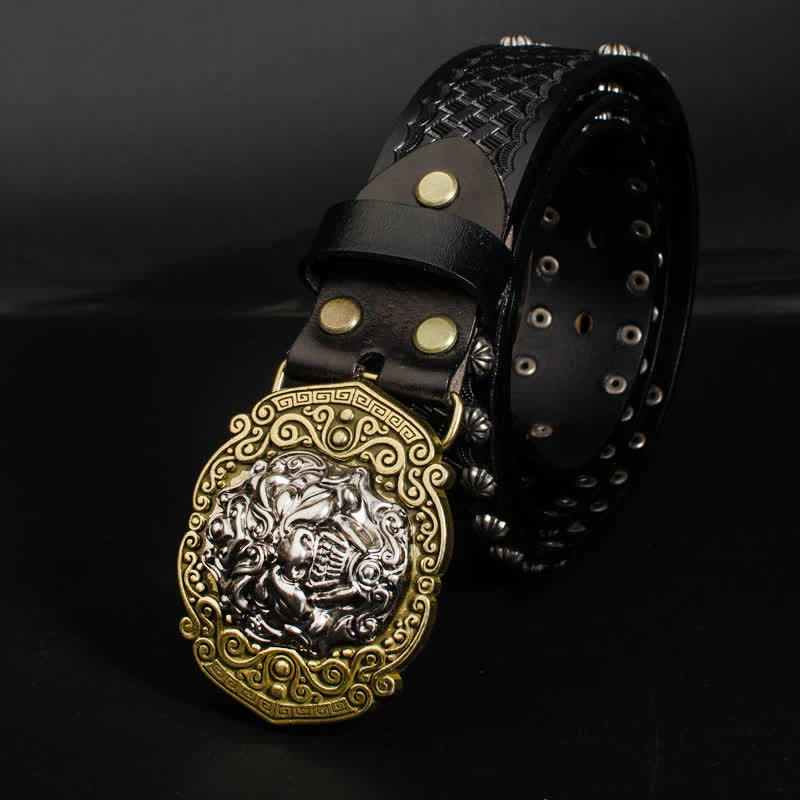 Men's Rock Monster Rivets Studded Leather Belt - Image 5