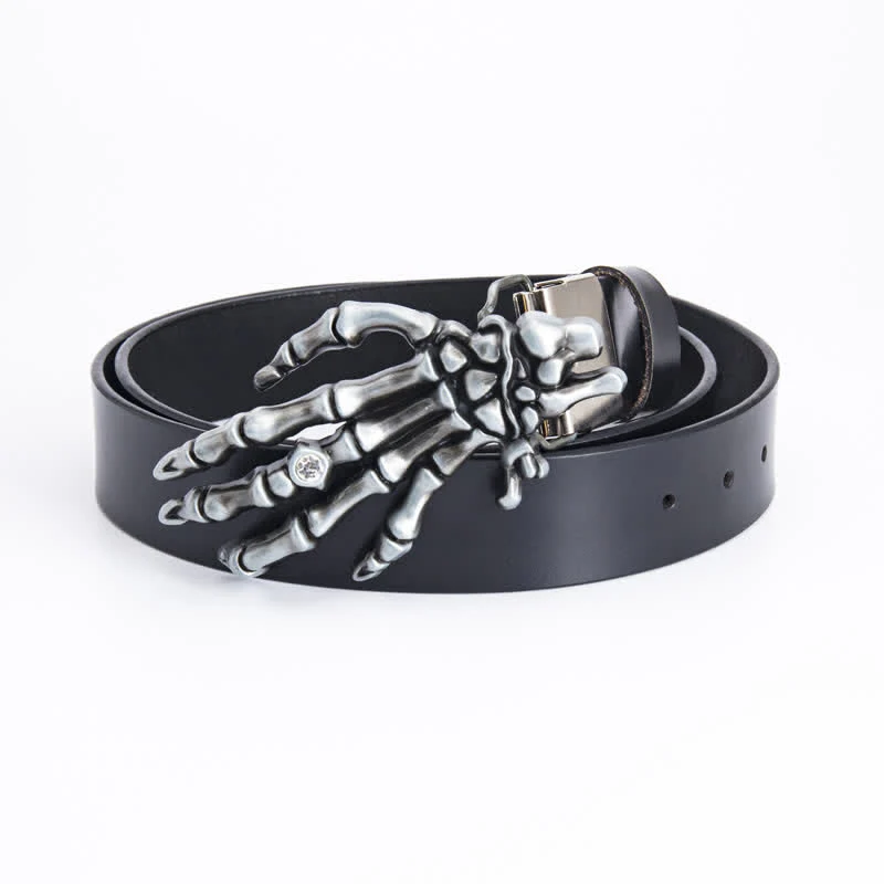 Men's Rock Punk Skeleton Hand Leather Belt - Image 12