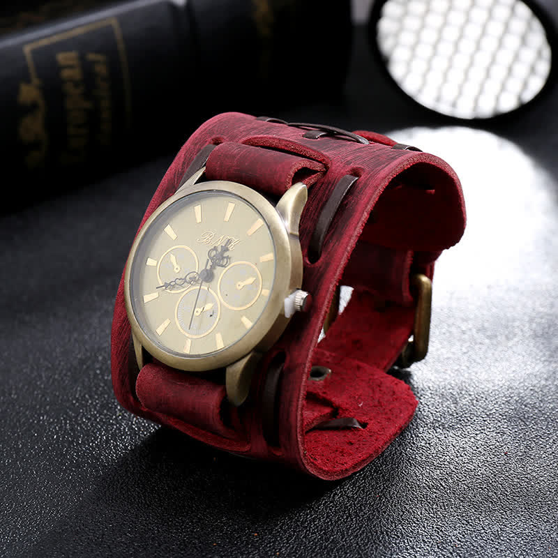 Men's Retro Cool Punk Weave Cuff Leather Watch - Image 10