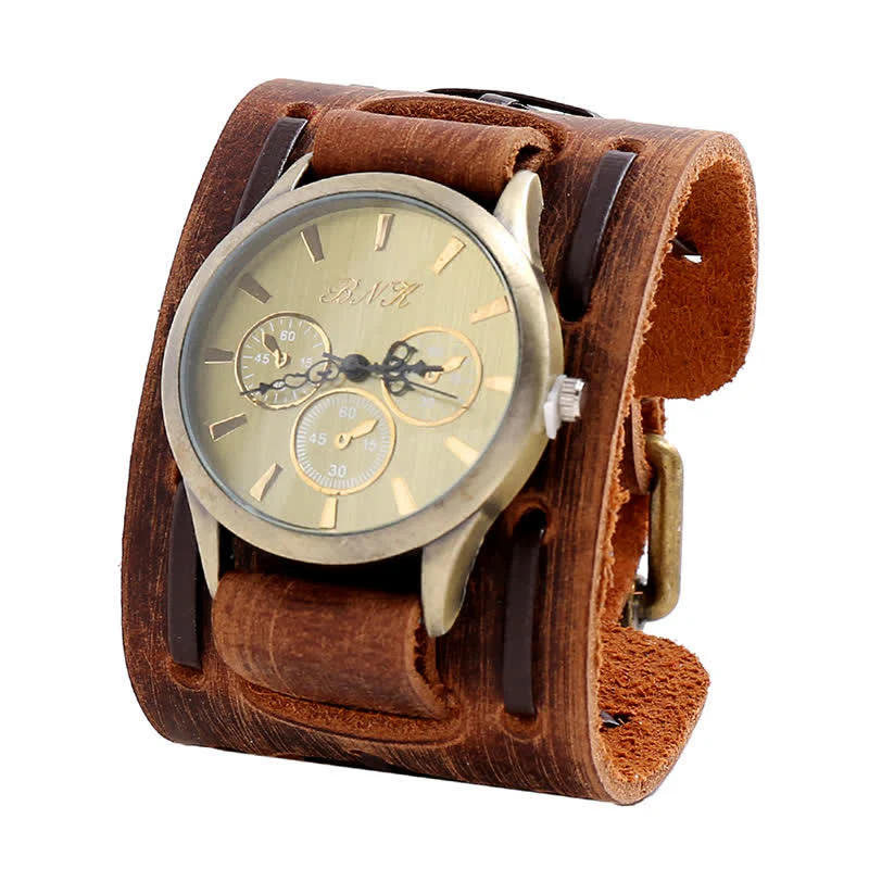 Men's Retro Cool Punk Weave Cuff Leather Watch - Image 13