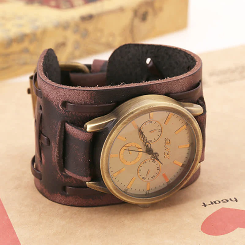 Men's Retro Cool Punk Weave Cuff Leather Watch - Image 5