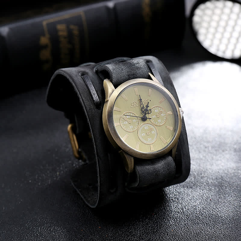 Men's Retro Cool Punk Weave Cuff Leather Watch - Image 8