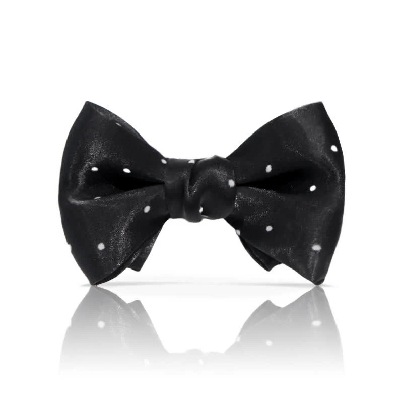 Men's Romantic Black & White Polka Dots Bow Tie - Image 2