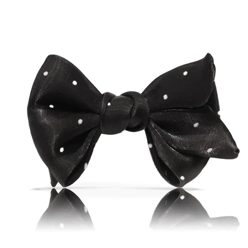 Men's Romantic Black & White Polka Dots Bow Tie - Image 5