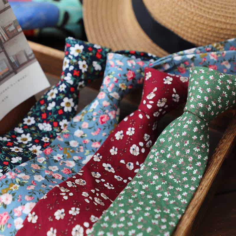 Men's Romantic Floral Skinny Necktie - Image 2