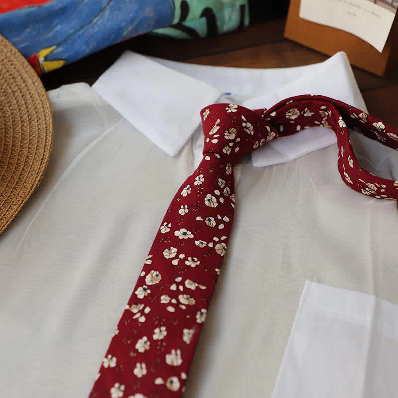 Men's Romantic Floral Skinny Necktie - Image 5
