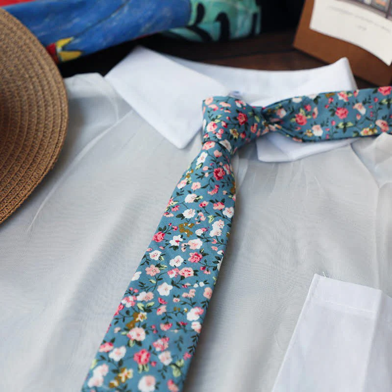 Men's Romantic Floral Skinny Necktie - Image 6