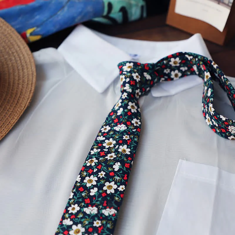 Men's Romantic Floral Skinny Necktie - Image 7