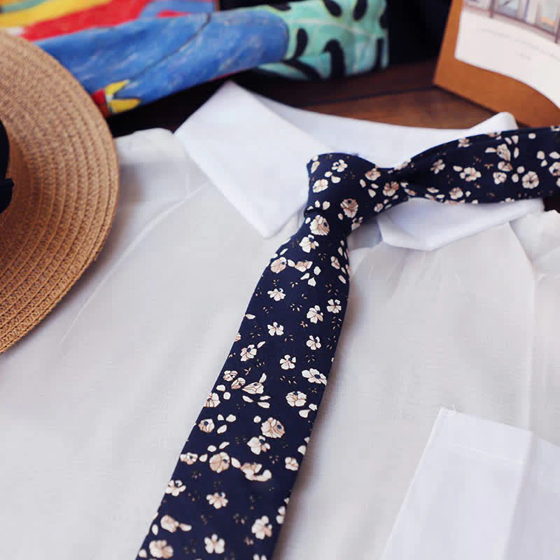 Men's Romantic Floral Skinny Necktie - Image 8