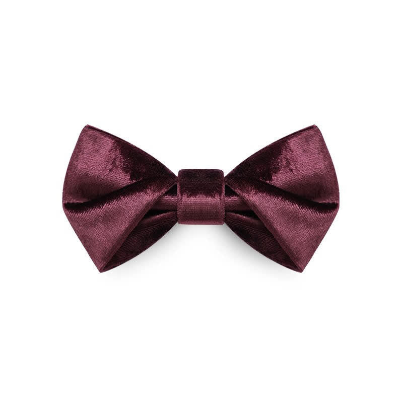 Men's Romantic Velvet Burgundy Handkerchief Bow Tie - Image 12
