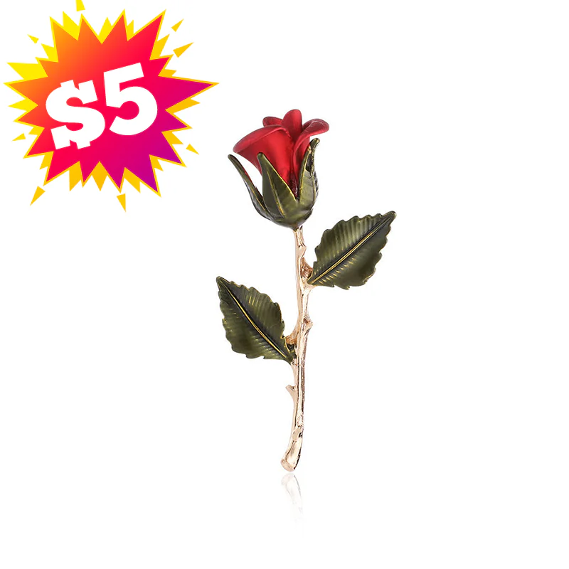 Men's Romantic Gold Rose Brooch