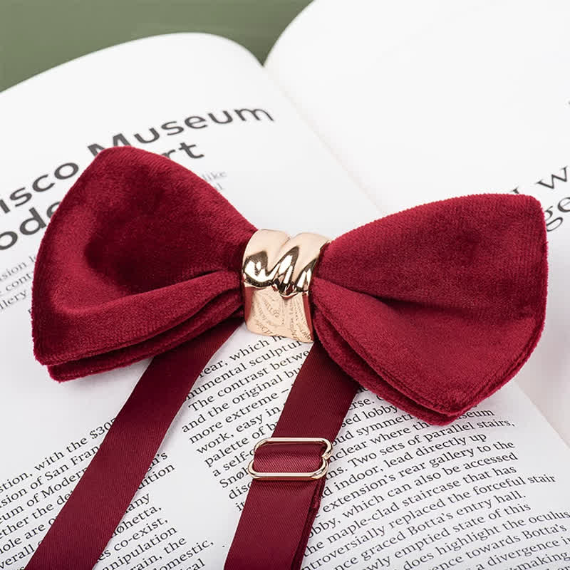 Men's Rose-gold Metal Velvet Butterfly Style Bow Tie - Image 10