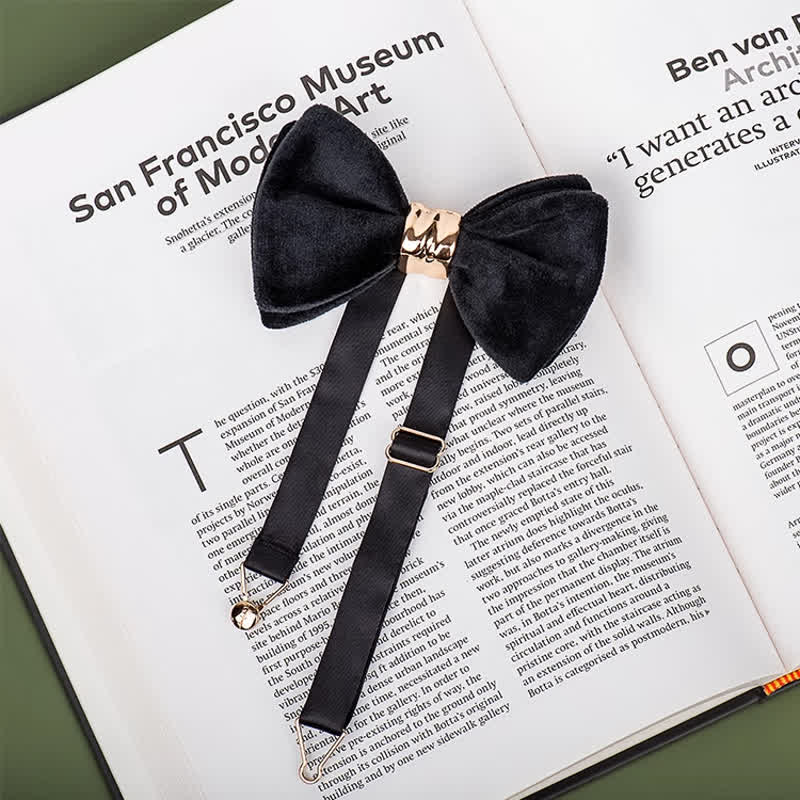Men's Rose-gold Metal Velvet Butterfly Style Bow Tie - Image 13