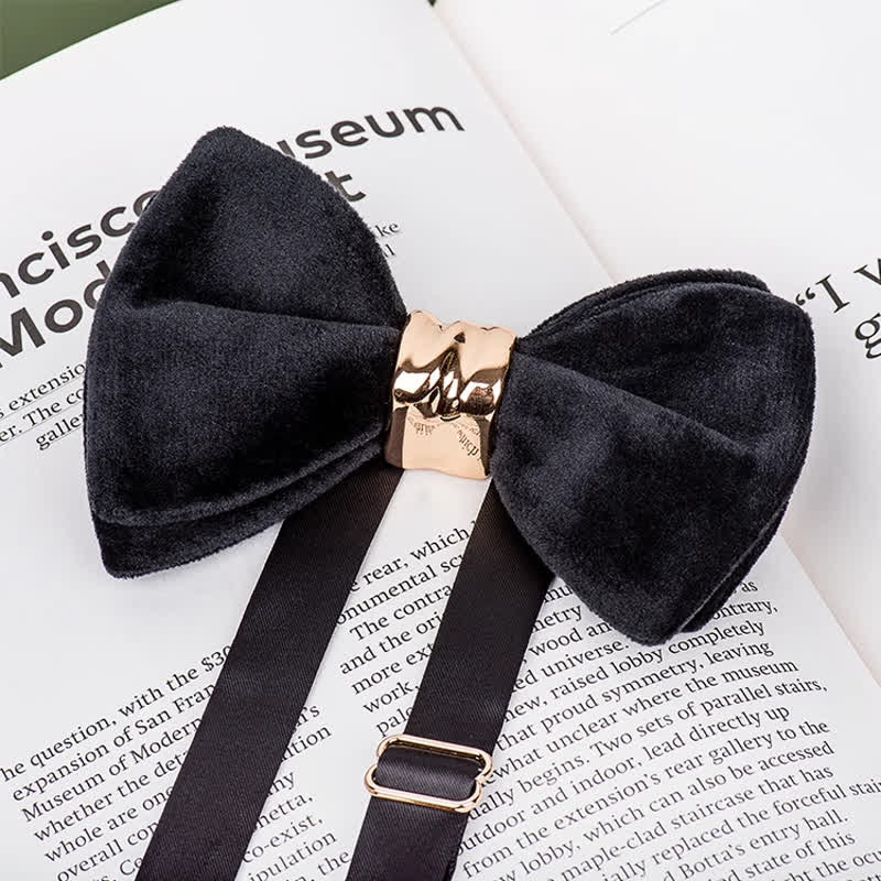 Men's Rose-gold Metal Velvet Butterfly Style Bow Tie - Image 14