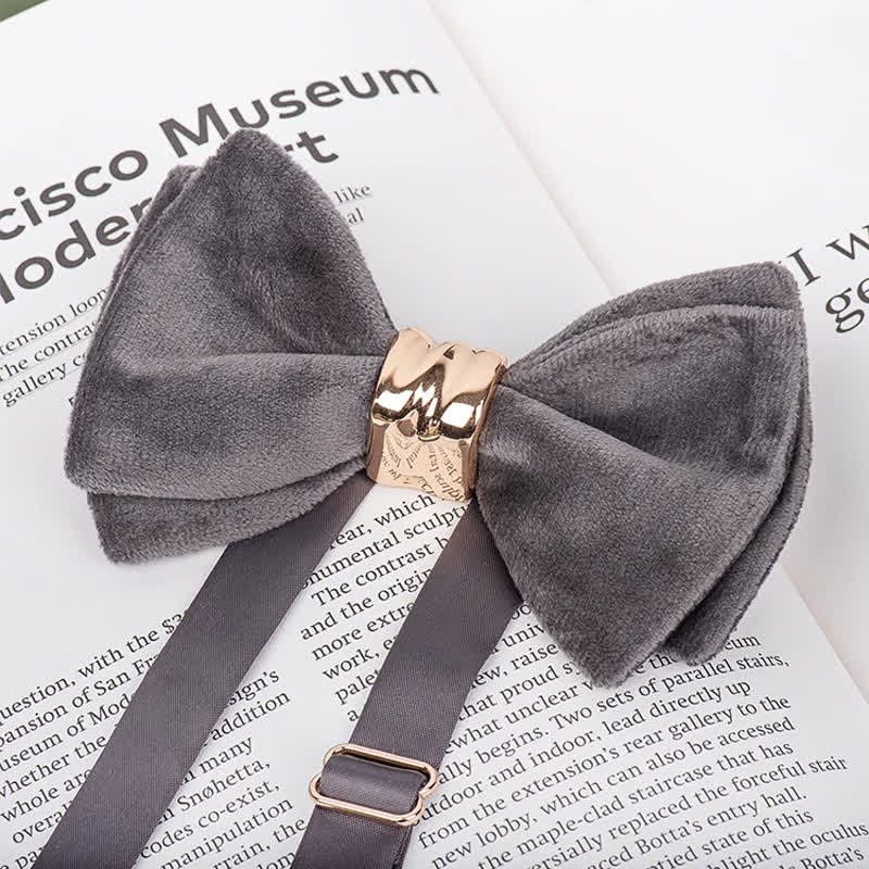 Men's Rose-gold Metal Velvet Butterfly Style Bow Tie - Image 18