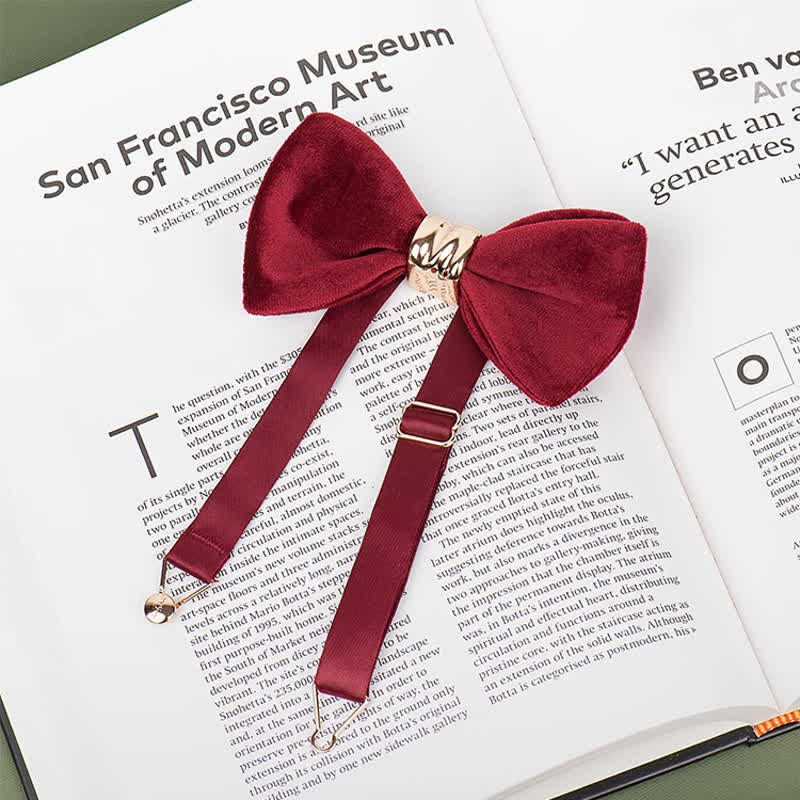 Men's Rose-gold Metal Velvet Butterfly Style Bow Tie - Image 9
