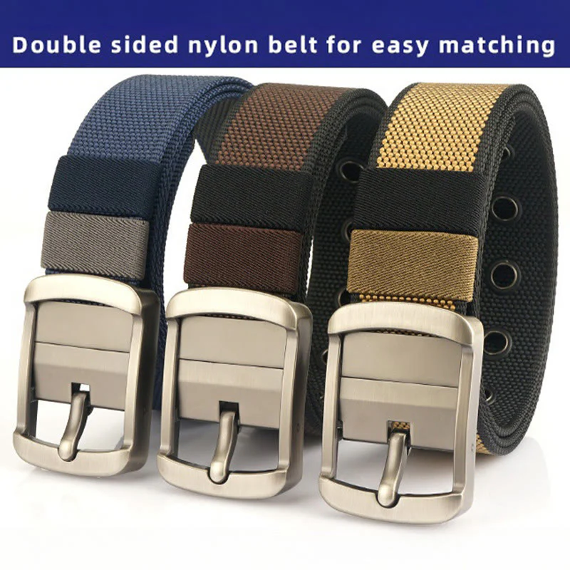 Men's Rotatable Buckle Belt Reversible Nylon Belt - Image 8