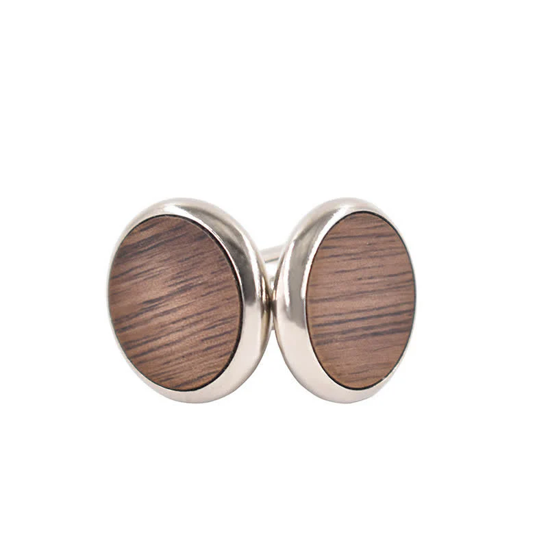 Men's Round Business Wedding Wooden Cufflinks - Image 4