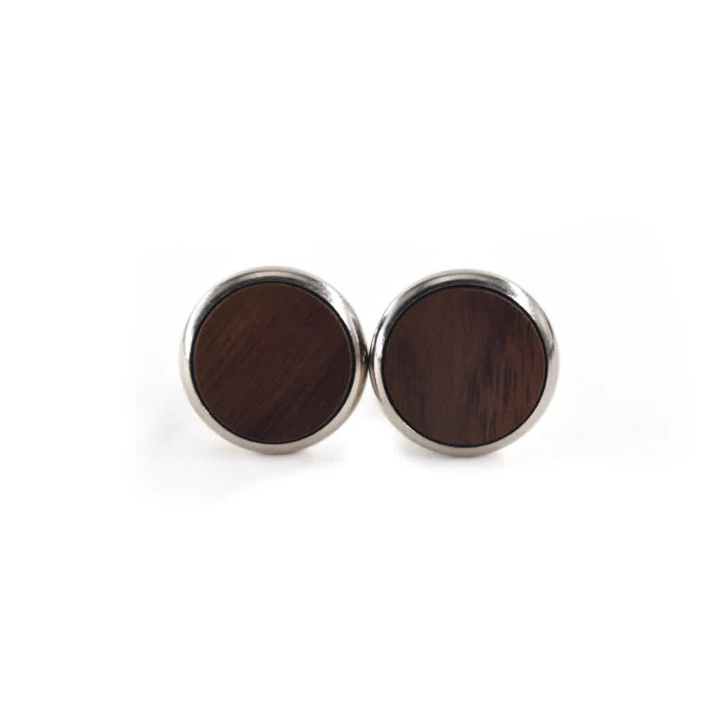 Men's Round Business Wedding Wooden Cufflinks - Image 5
