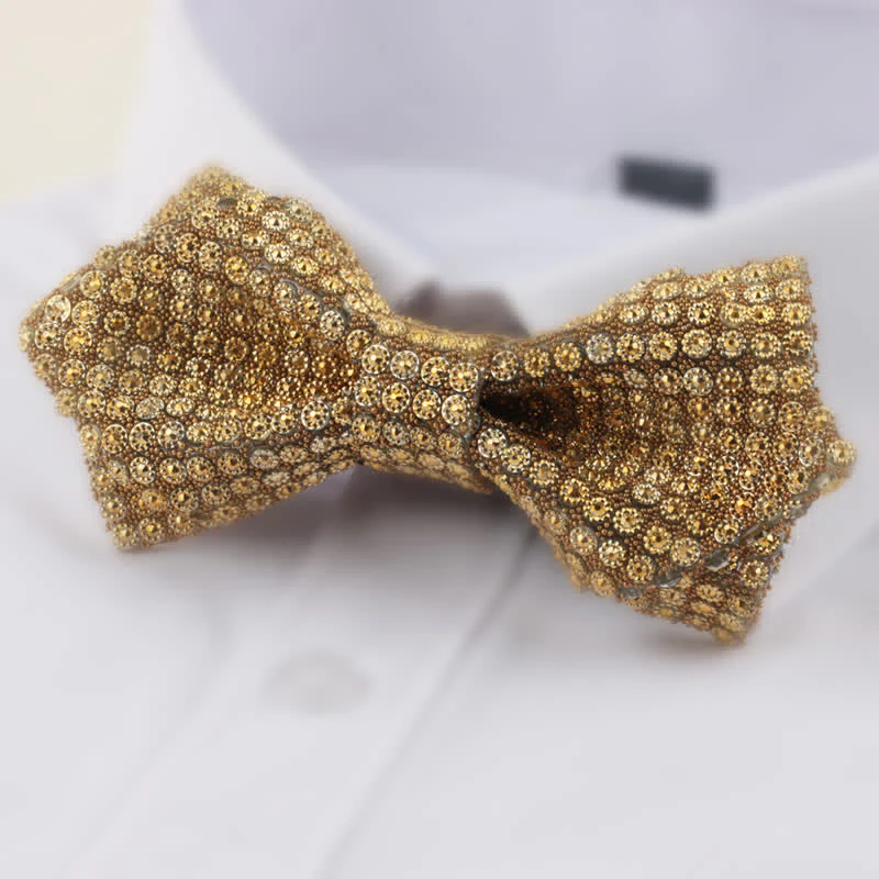 Men's Round Shape Double Layered Pointed Rhinestone Bow Tie - Image 10