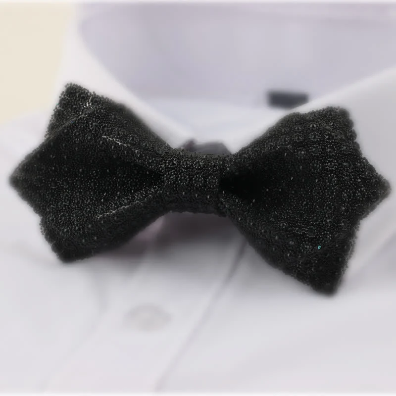 Men's Round Shape Double Layered Pointed Rhinestone Bow Tie - Image 3
