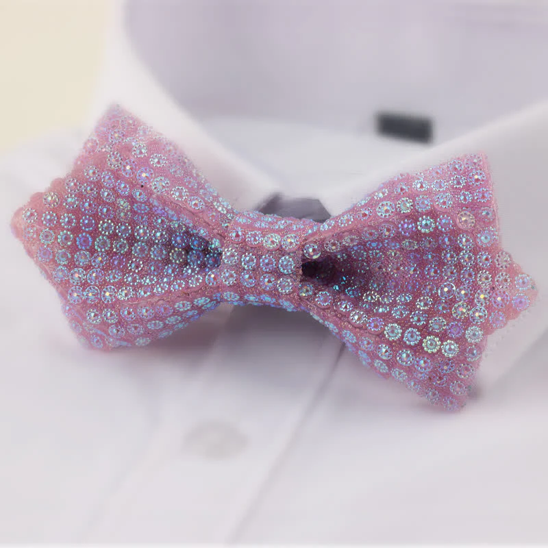 Men's Round Shape Double Layered Pointed Rhinestone Bow Tie - Image 6