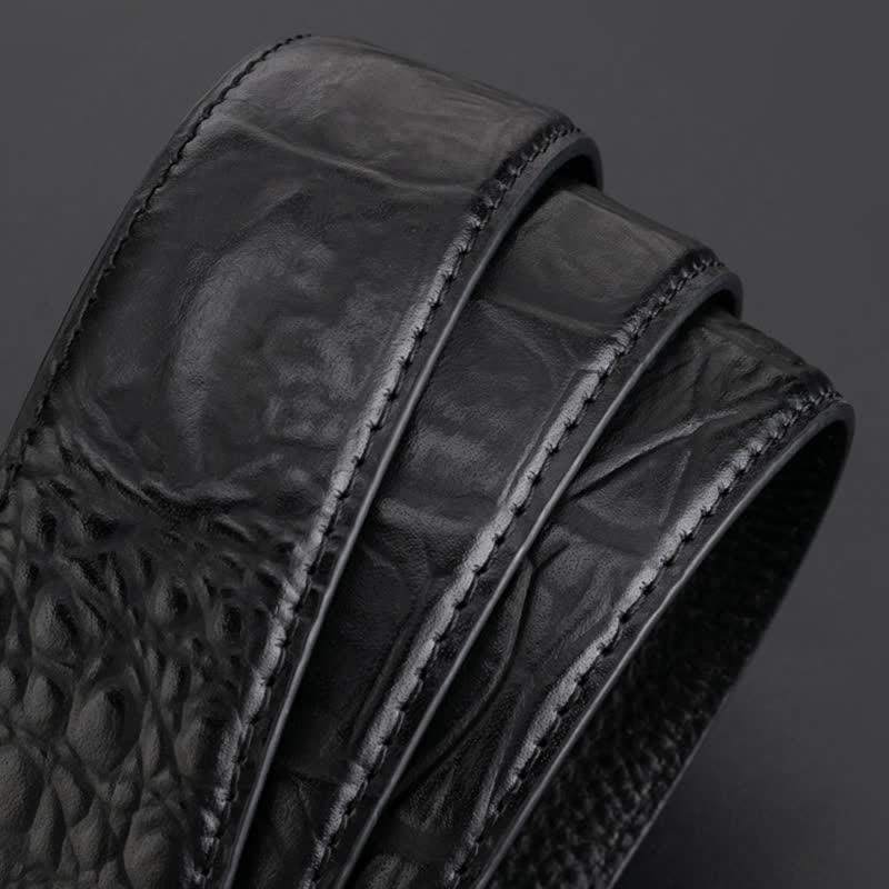 Men's Round Wolf Rhinestone Automatic Buckle Leather Belt - Image 8