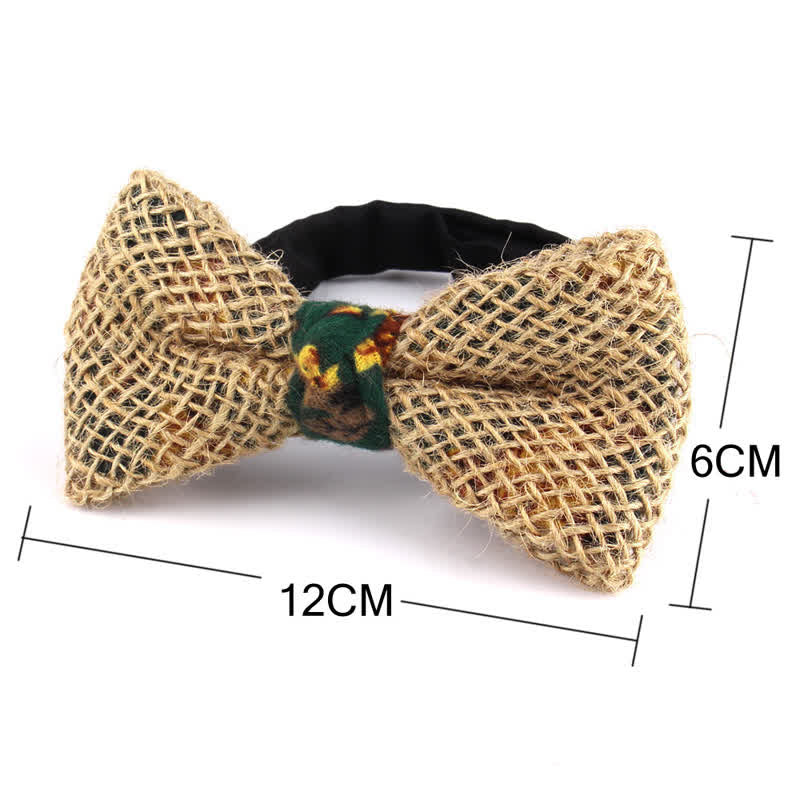 Men's Rustic Cotton Linen Patchwork Bow Tie - Image 5
