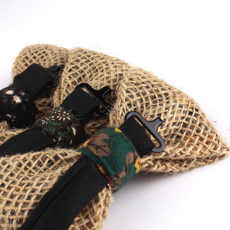 Men's Rustic Cotton Linen Patchwork Bow Tie - Image 7
