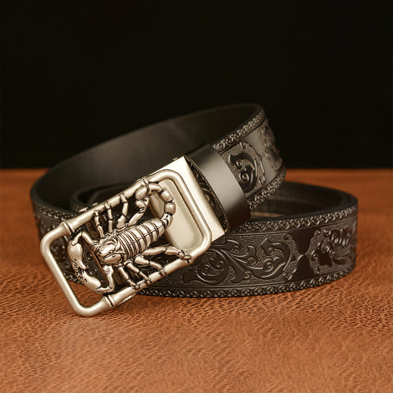 Men's Scorpion Embossed Engraved Leather Belt - Image 15
